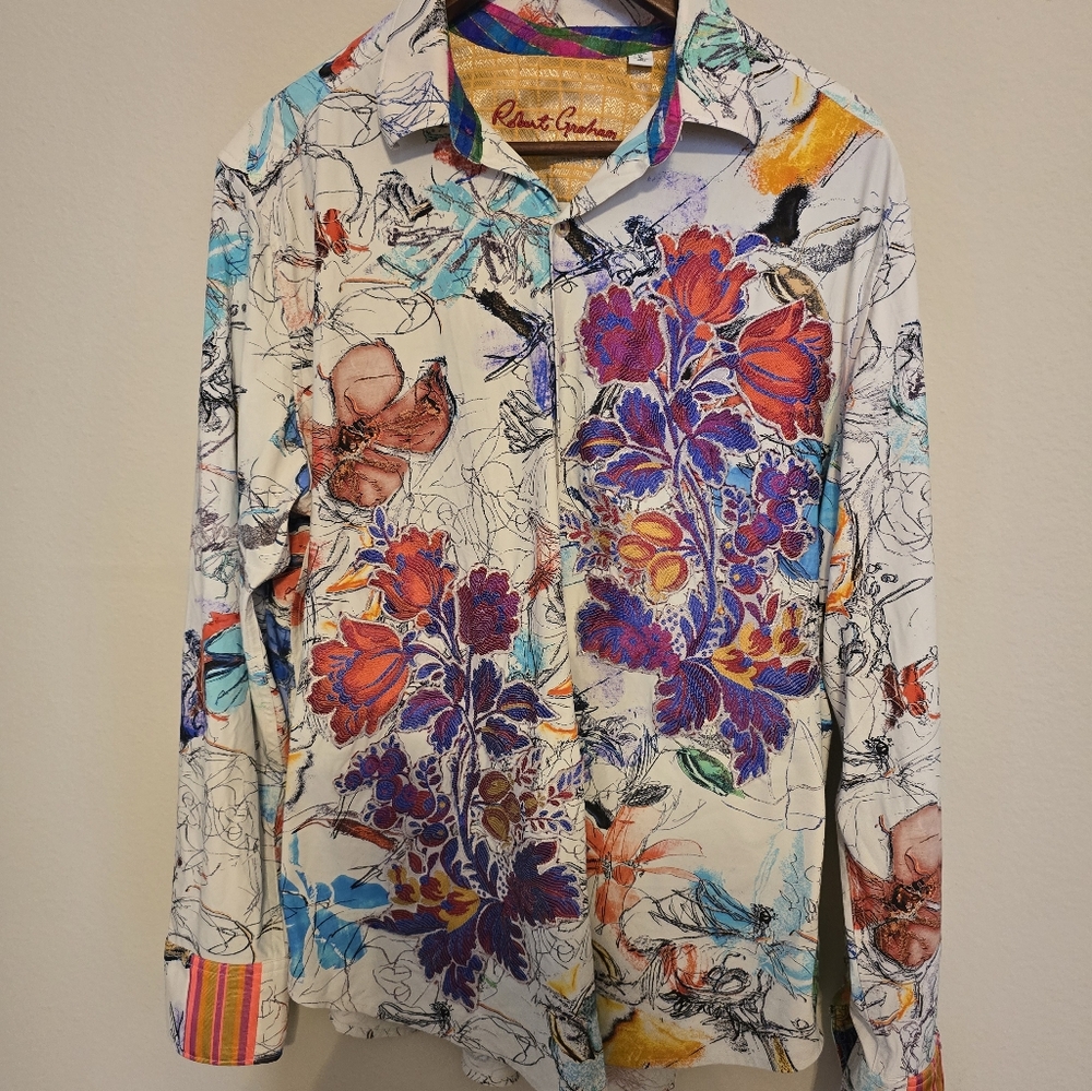 Robert Graham Blue and Red Casual Button Down Shirt
